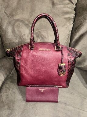 Michael Kors python embossed Large Riley Satchel & wallet